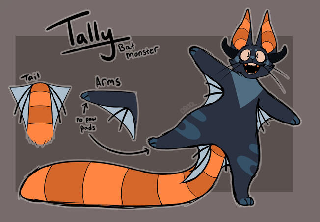 One sided reference sheet with tail and arm view